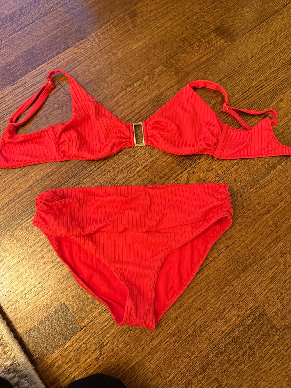 Red Ribbed Two-Piece Bikini Set Melissa Odabash